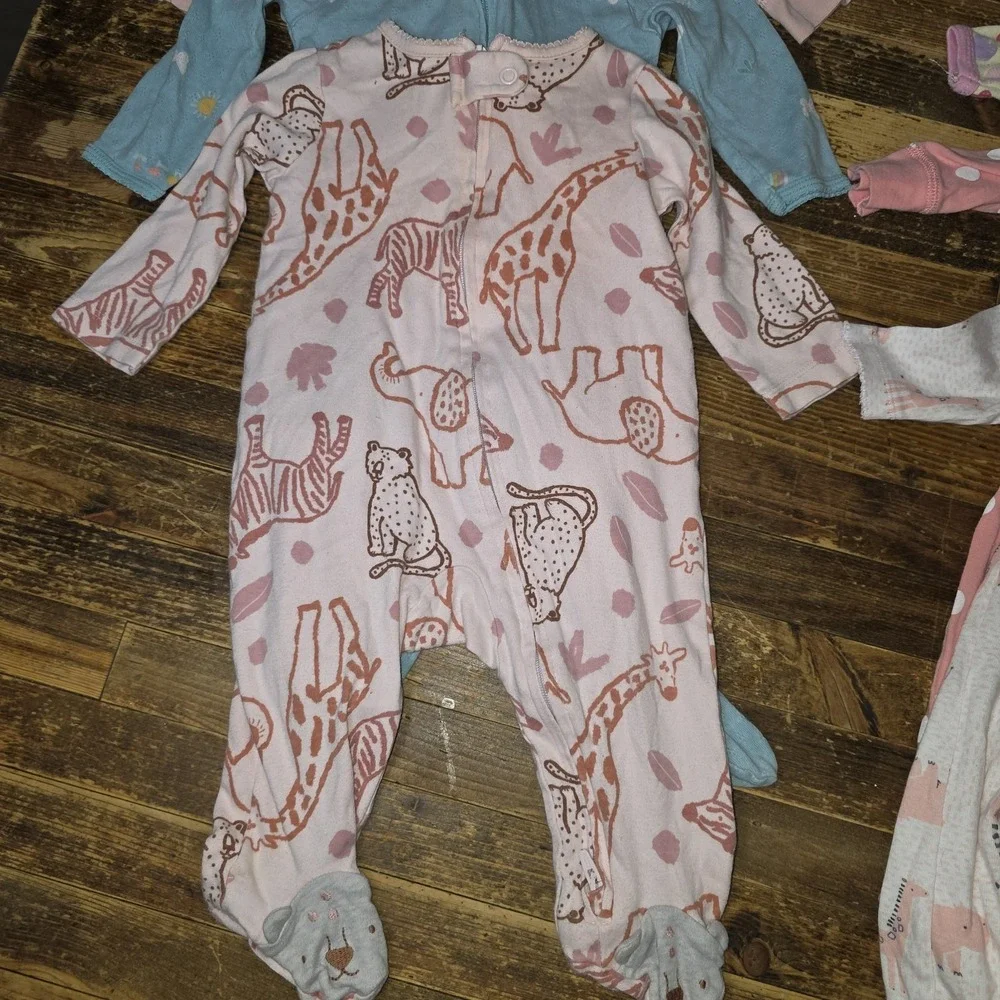 8 Baby Girl Size 6 mo Footed Zip Up One Piece Sleeper Pajama Lot  Bundle Infant